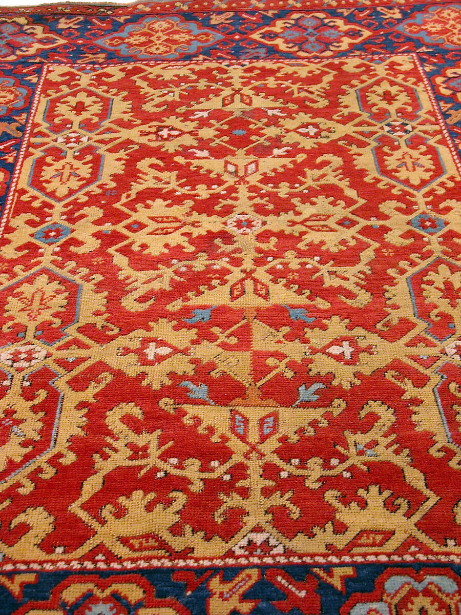 "Ornamental Lotto" Carpet, Wool (warp, weft and pile); symmetrically knotted pile