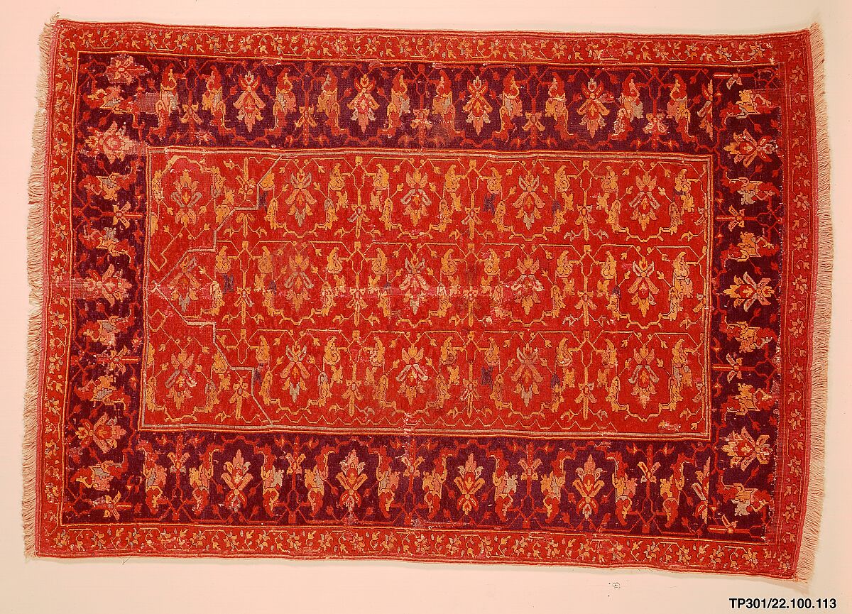 Lotto Carpet, Wool (warp, weft and pile); symmetrically knotted pile