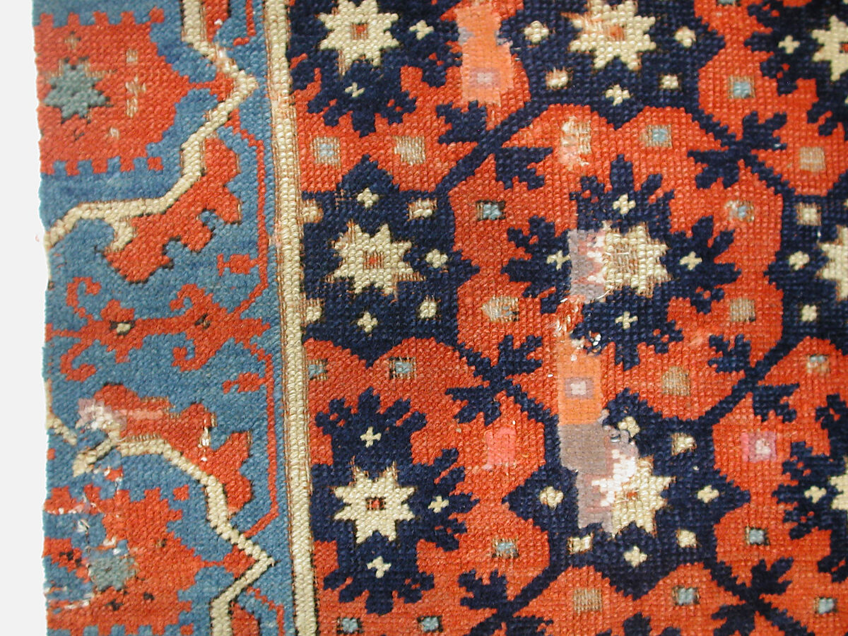 Carpet, Wool (warp, weft and pile); symmetrically knotted pile