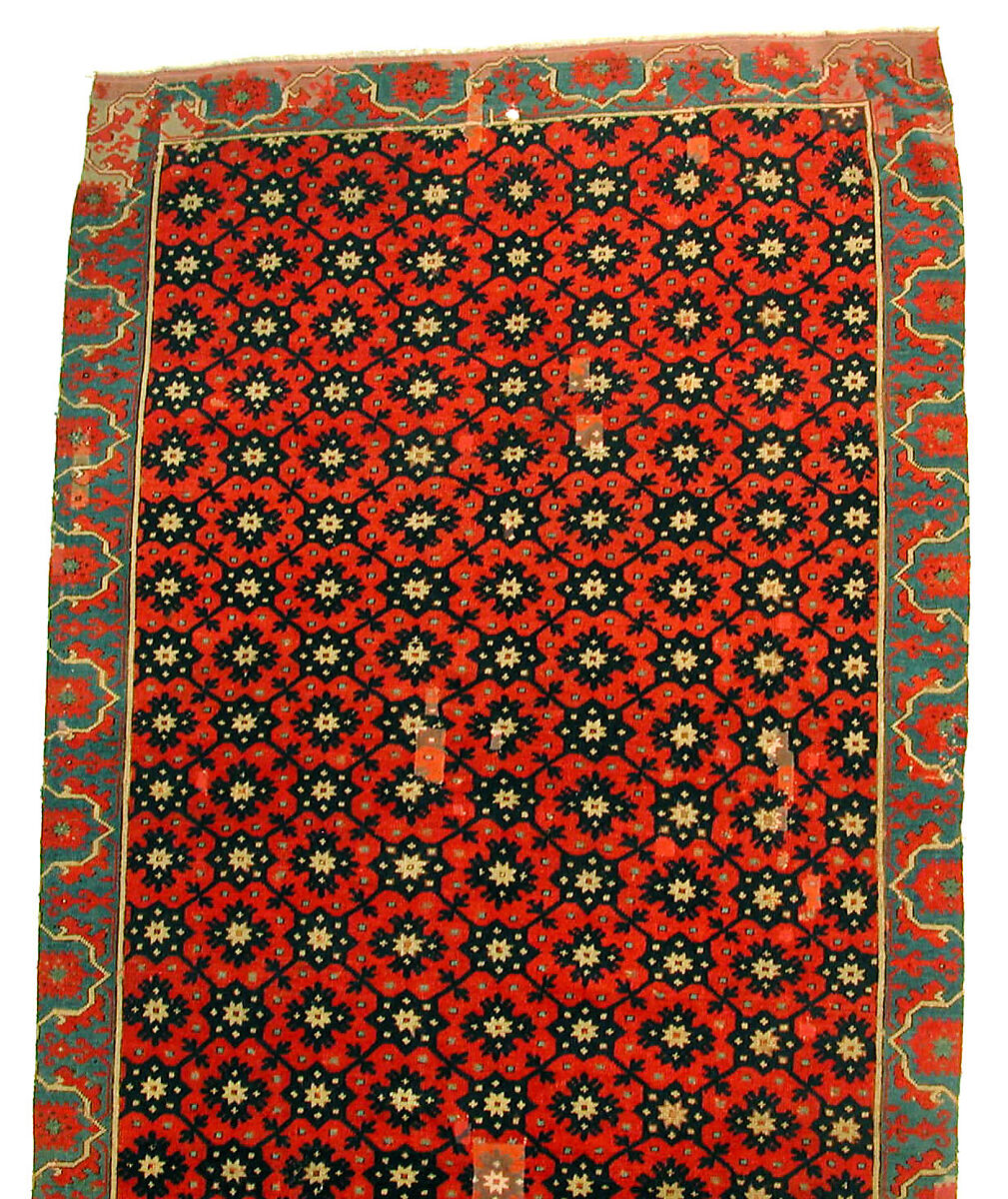 Carpet, Wool (warp, weft and pile); symmetrically knotted pile