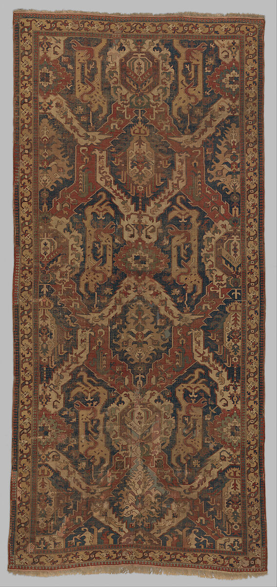 Dragon Carpet, Wool (warp, weft, pile); symmetrically knotted pile