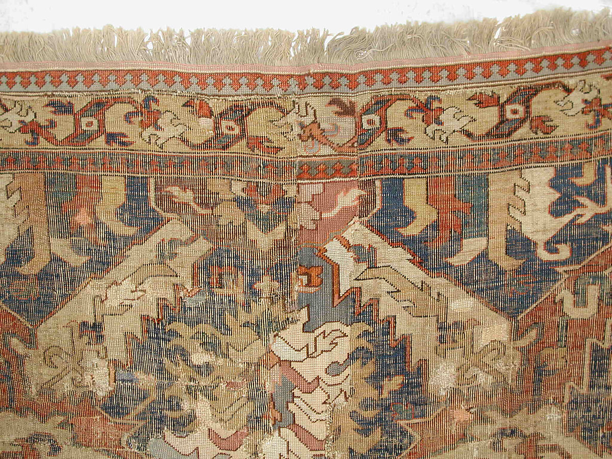 Dragon Carpet, Wool (warp, weft, pile); symmetrically knotted pile
