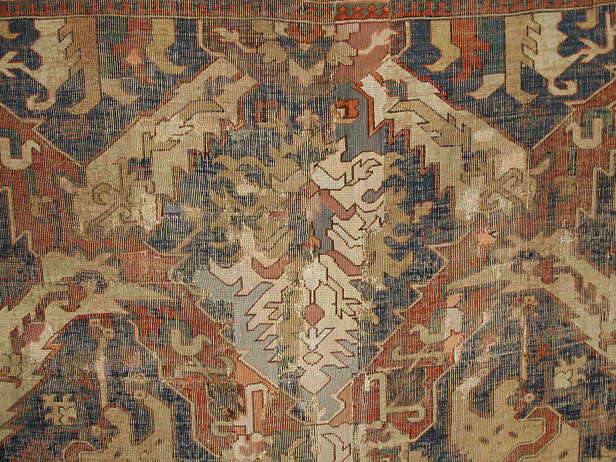 Dragon Carpet, Wool (warp, weft, pile); symmetrically knotted pile
