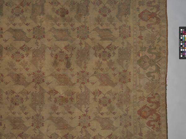 Bird carpet, Wool (warp, weft and pile); symmetrically knotted pile