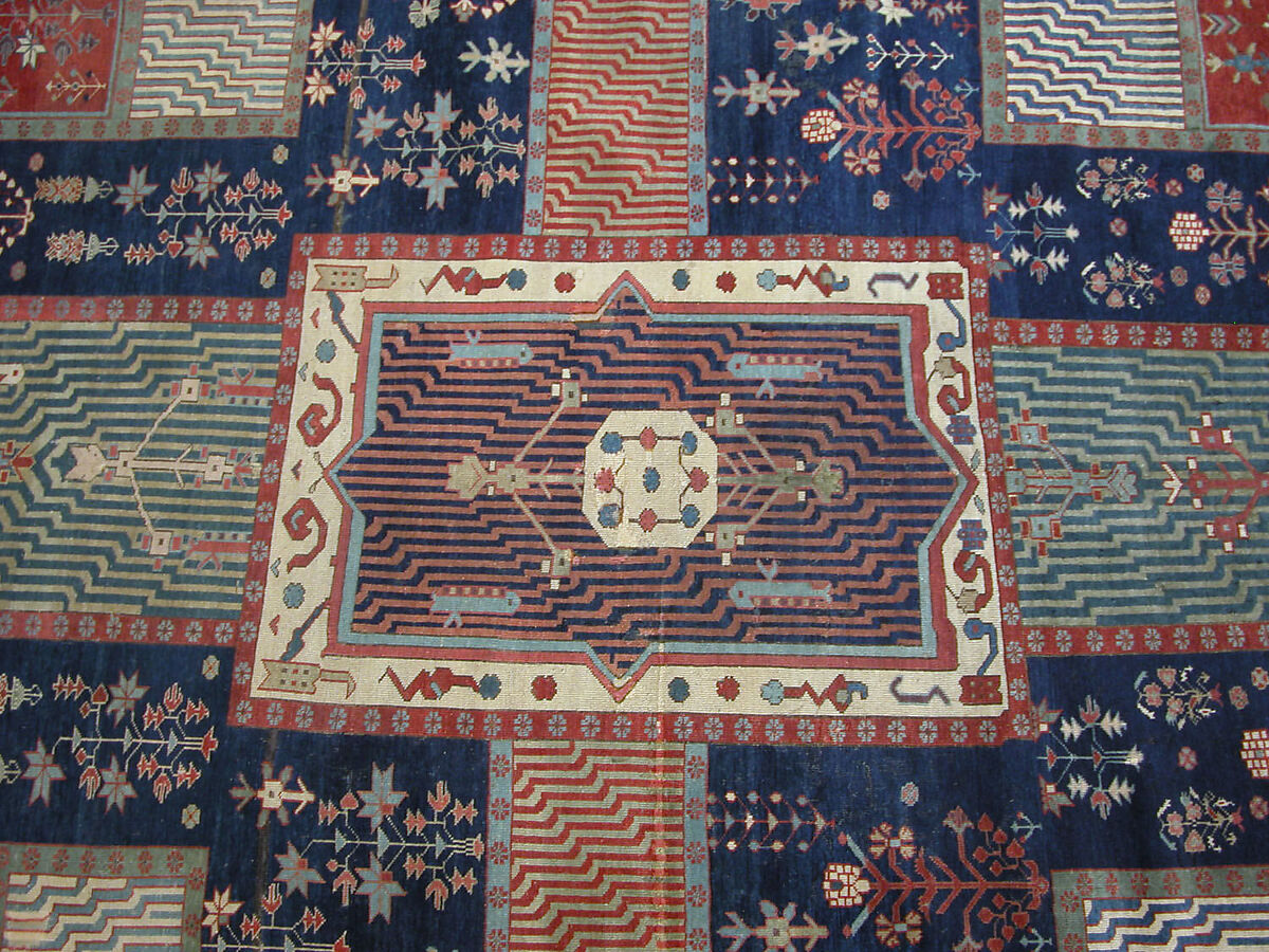 Garden Carpet, Cotton (warp and weft), wool (pile); symmetrically knotted pile