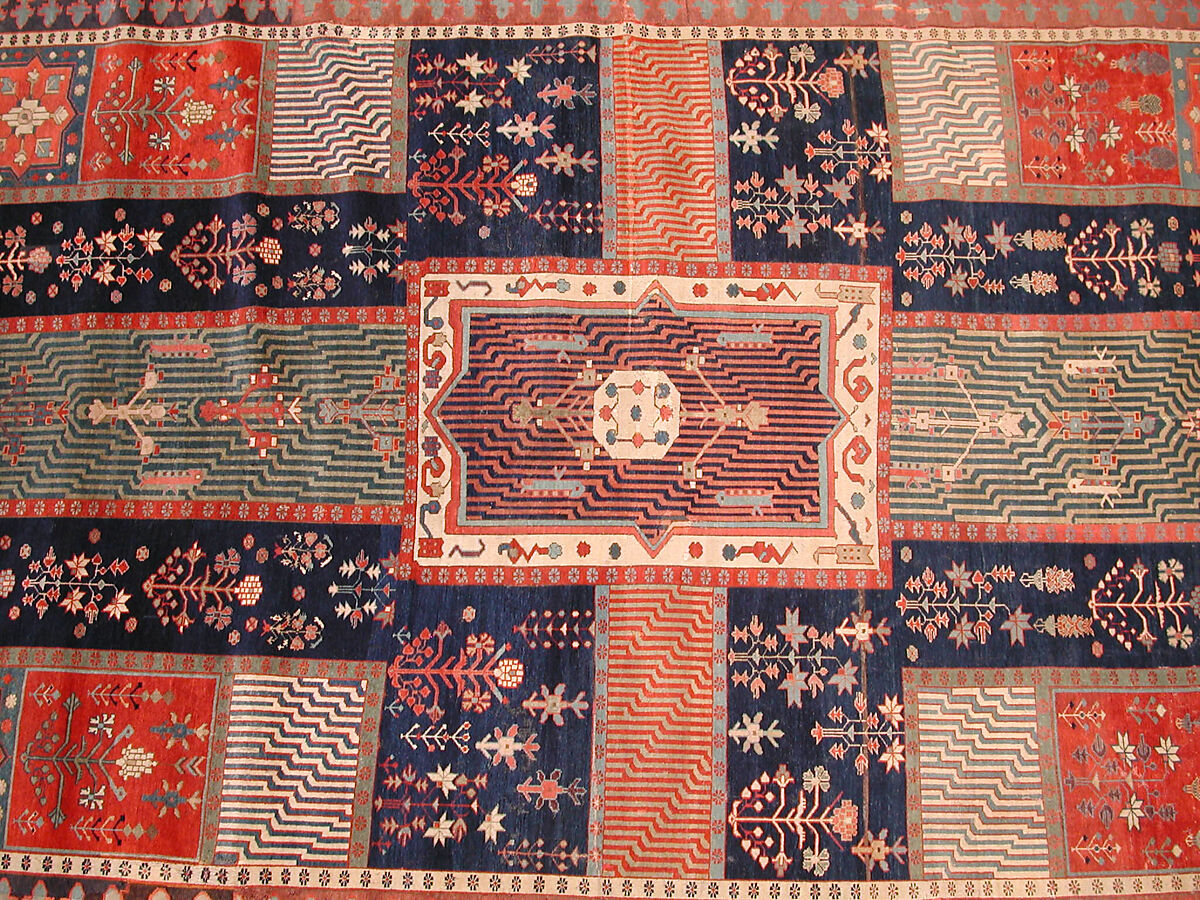 Garden Carpet, Cotton (warp and weft), wool (pile); symmetrically knotted pile
