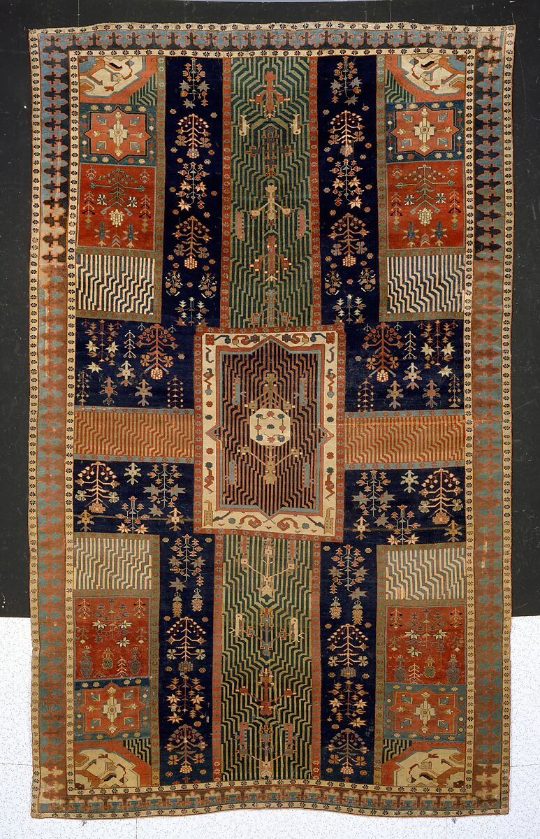 Garden Carpet, Cotton (warp and weft), wool (pile); symmetrically knotted pile