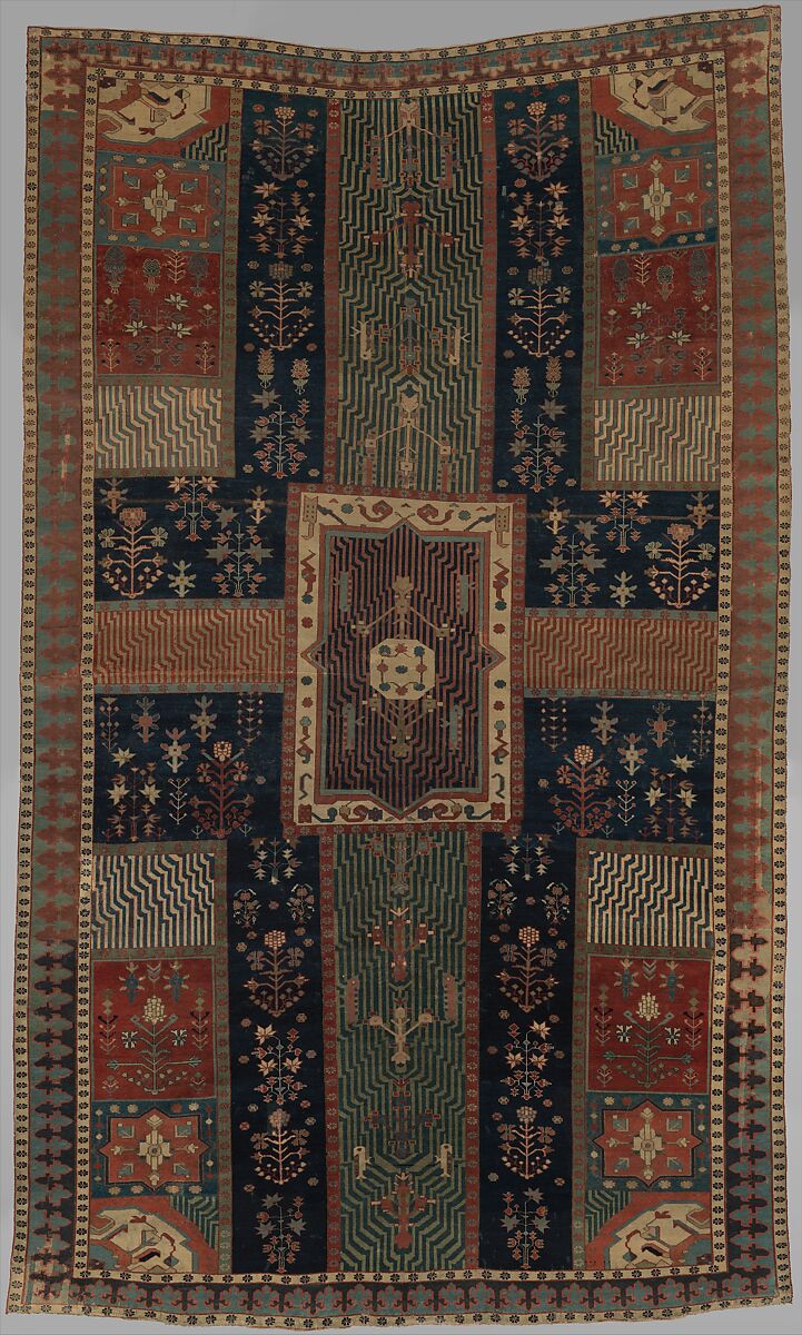 Garden Carpet, Cotton (warp and weft), wool (pile); asymmetrically knotted pile 