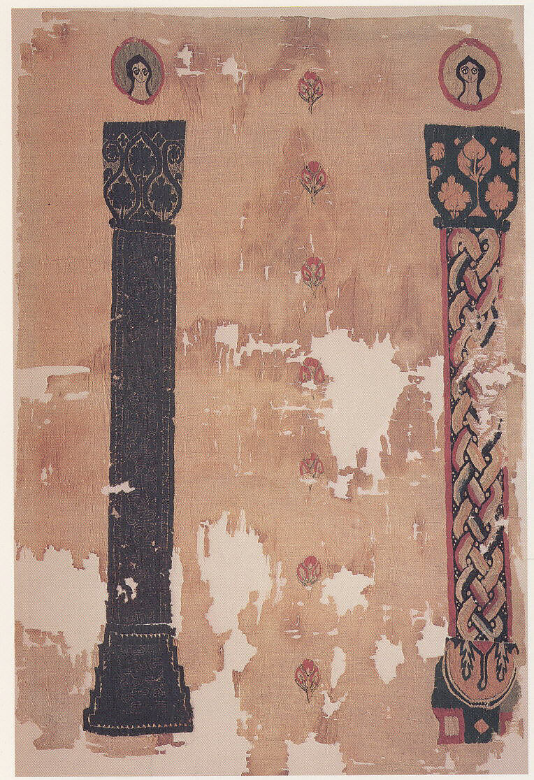Hanging with Polychrome Columns, Linen, wool; tapestry weave