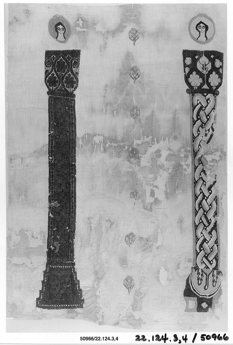 Hanging with Polychrome Columns, Linen, wool; tapestry weave