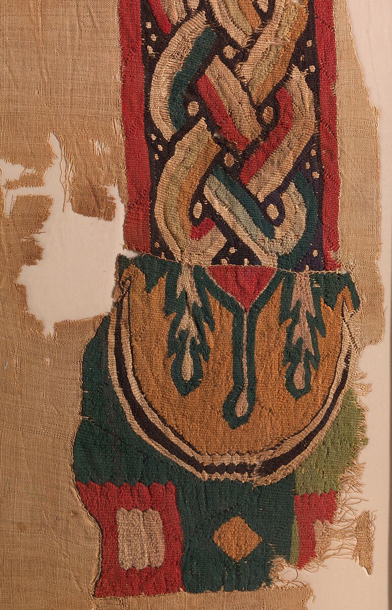 Hanging with Polychrome Columns, Linen, wool; tapestry weave