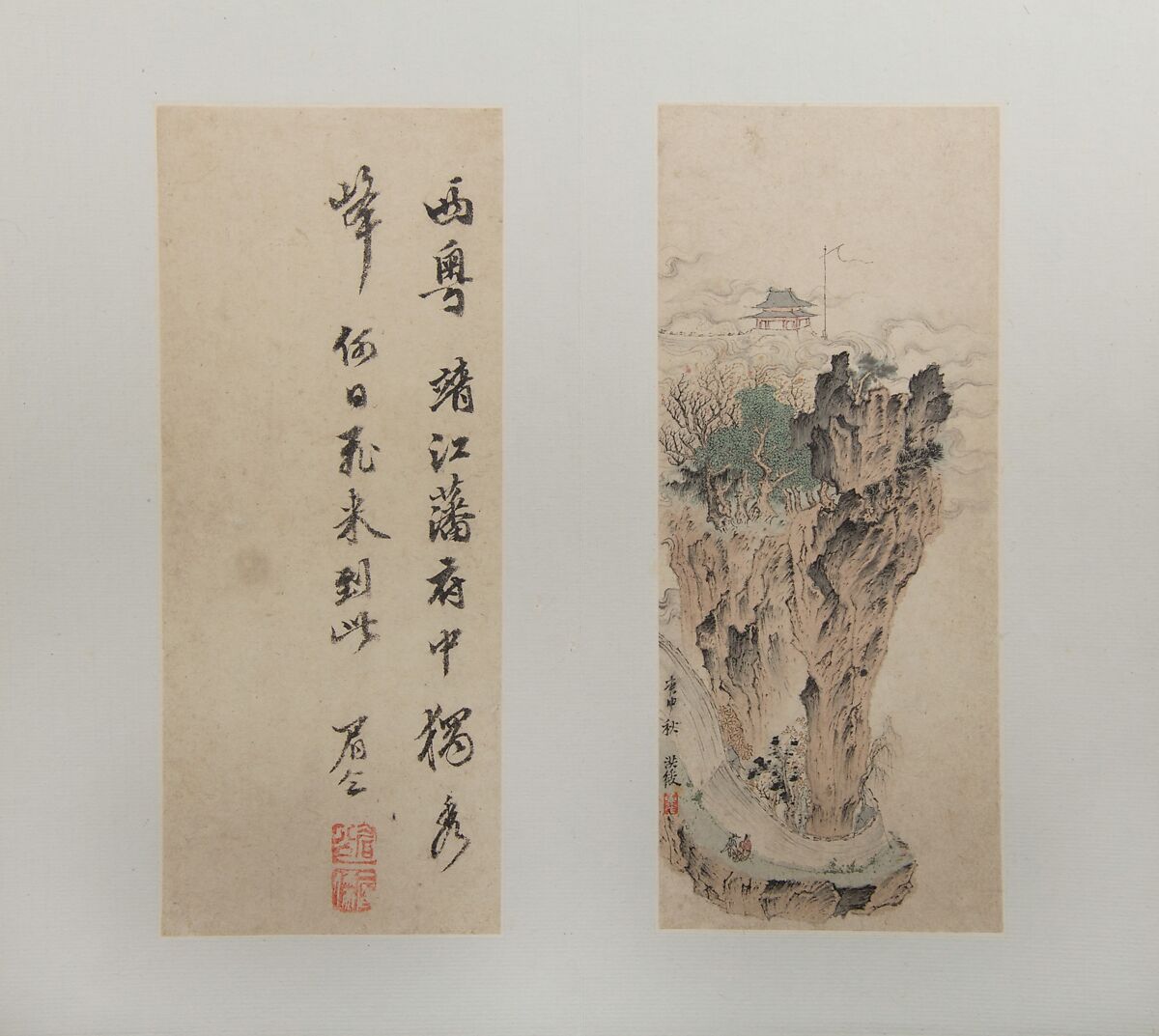 Landscapes, Figures, and Flowers, Chen Hongshou (Chinese, 1598/99–1652), Album of twelve leaves; ink and color on paper, China