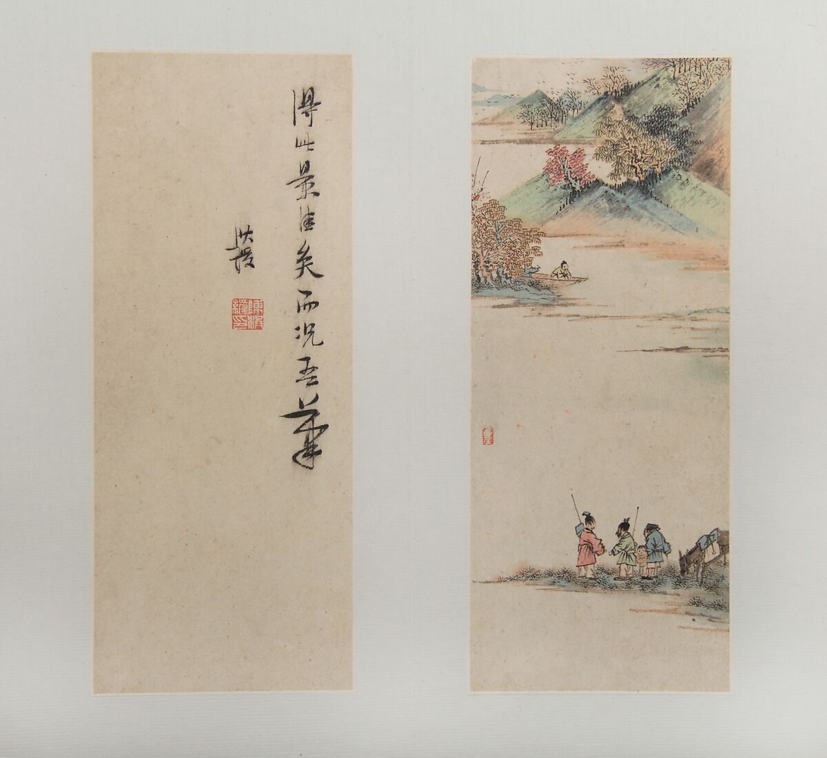 Landscapes, Figures, and Flowers, Chen Hongshou (Chinese, 1598/99–1652), Album of twelve leaves; ink and color on paper, China