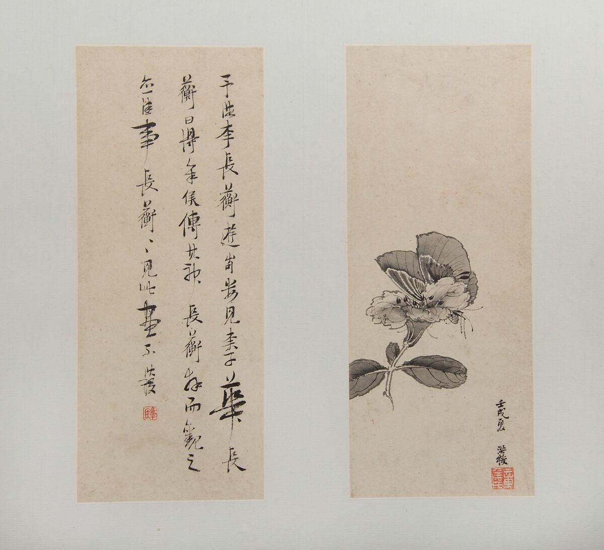 Landscapes, Figures, and Flowers, Chen Hongshou (Chinese, 1598/99–1652), Album of twelve leaves; ink and color on paper, China