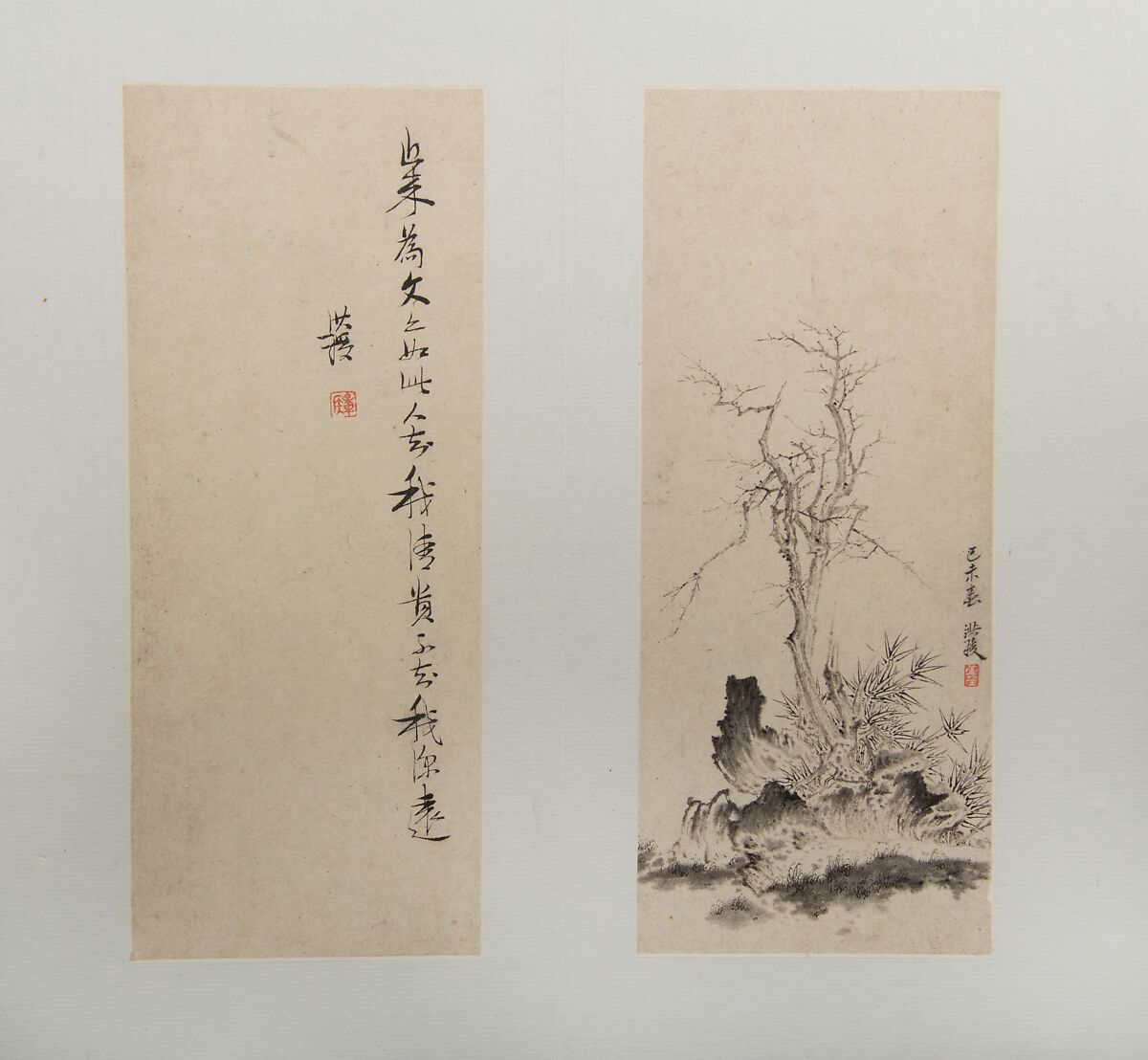 Landscapes, Figures, and Flowers, Chen Hongshou (Chinese, 1598/99–1652), Album of twelve leaves; ink and color on paper, China