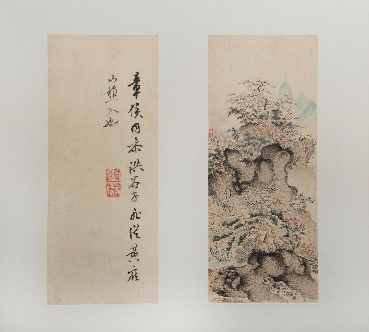 Landscapes, Figures, and Flowers, Chen Hongshou (Chinese, 1598/99–1652), Album of twelve leaves; ink and color on paper, China
