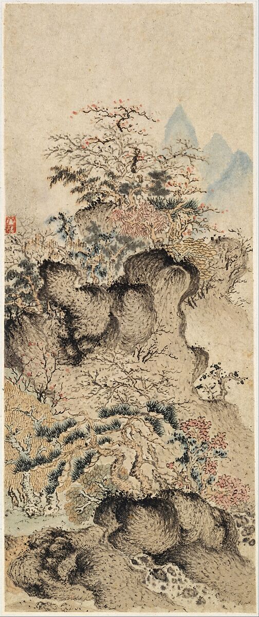 Landscapes, Figures, and Flowers, Chen Hongshou (Chinese, 1598/99–1652), Album of twelve leaves; ink and color on paper, China