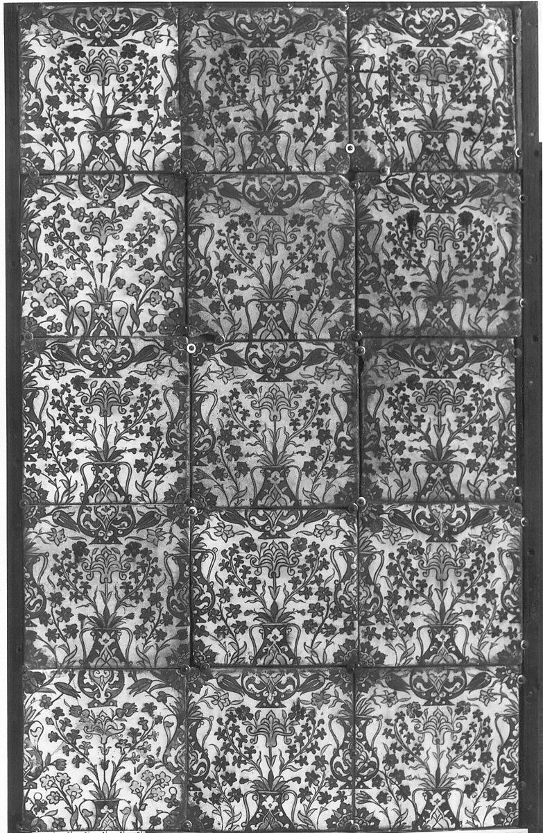 Tile Panel, Stonepaste; polychrome painted under transparent glaze