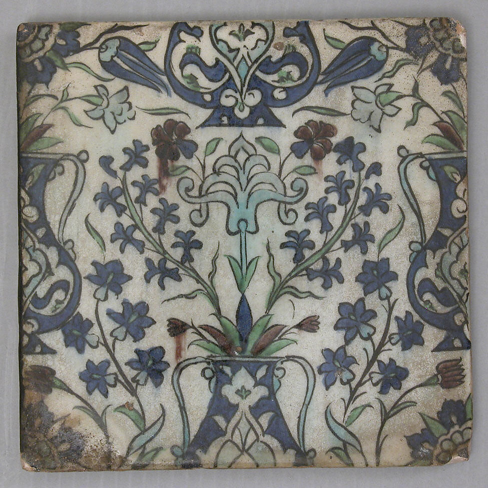 Tile Panel, Stonepaste; polychrome painted under transparent glaze