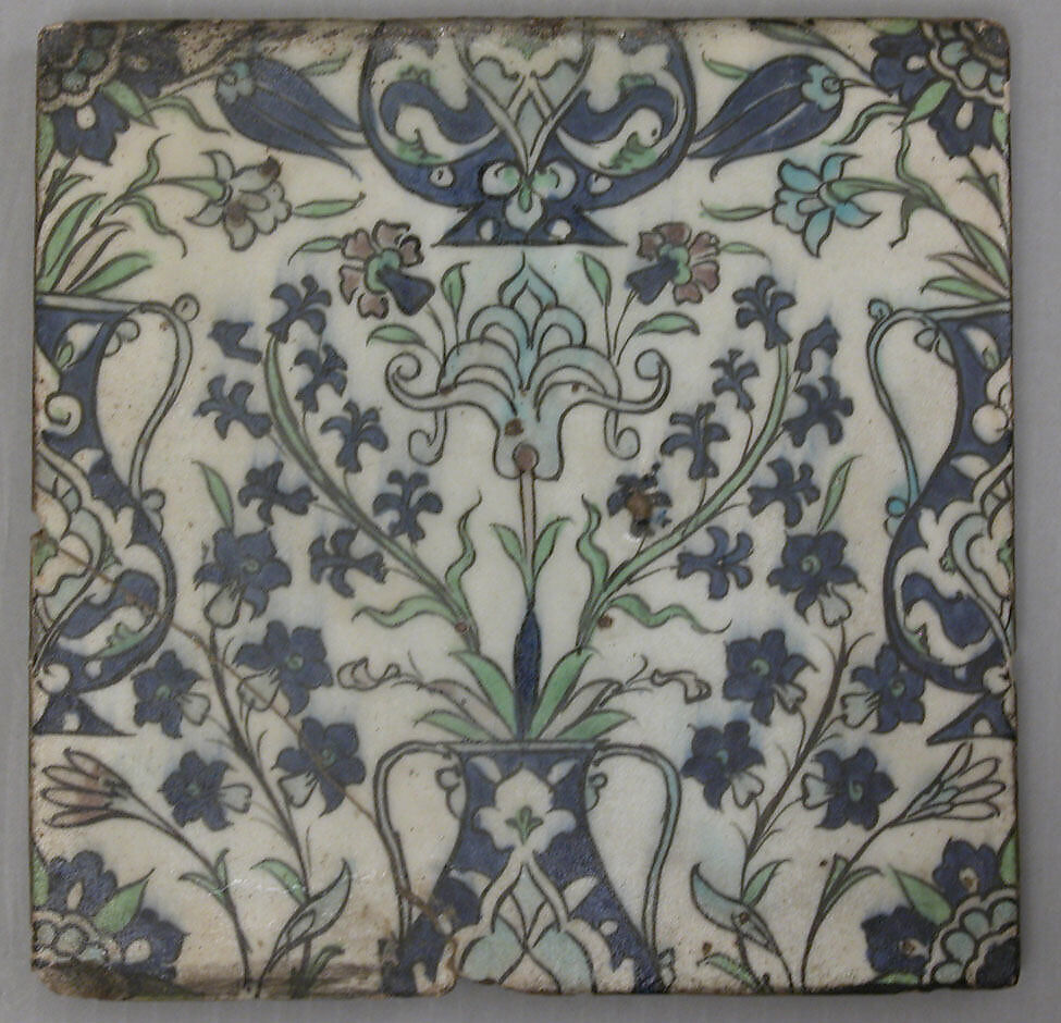 Tile Panel, Stonepaste; polychrome painted under transparent glaze