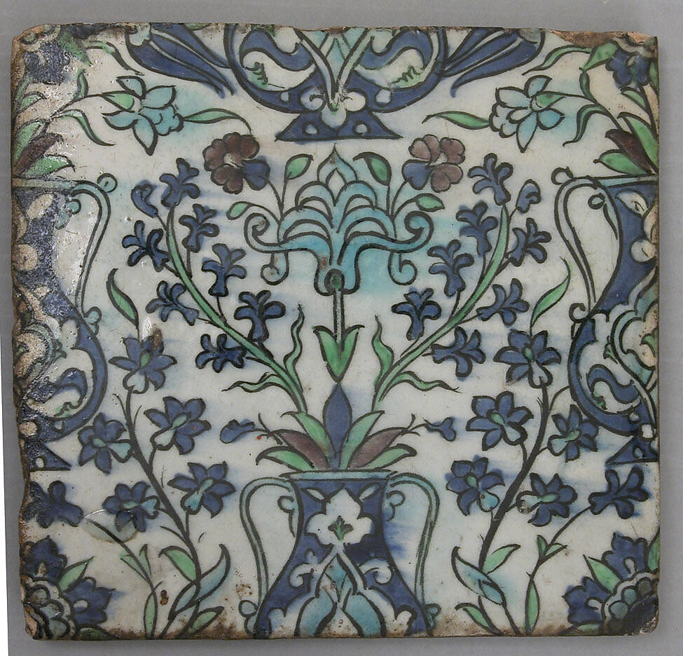 Tile Panel, Stonepaste; polychrome painted under transparent glaze