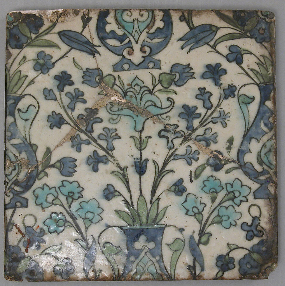 Tile Panel, Stonepaste; polychrome painted under transparent glaze