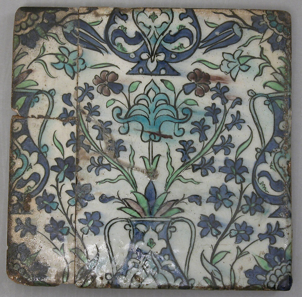 Tile Panel, Stonepaste; polychrome painted under transparent glaze