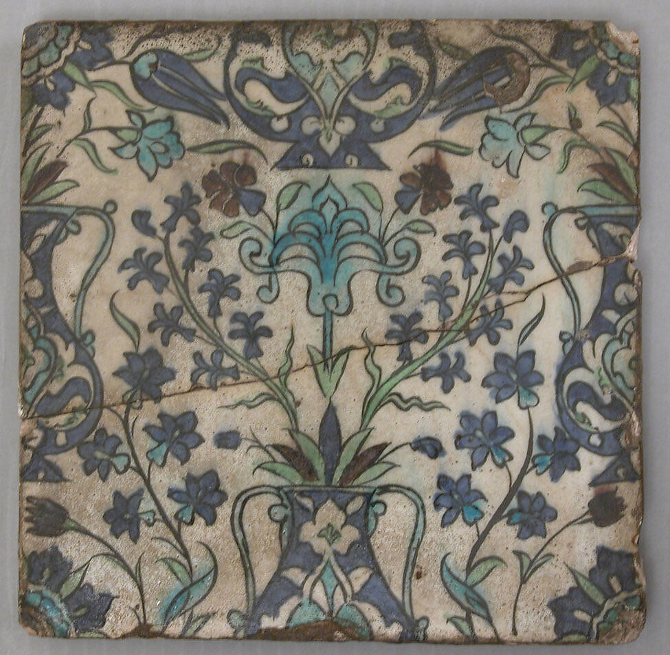 Tile Panel, Stonepaste; polychrome painted under transparent glaze