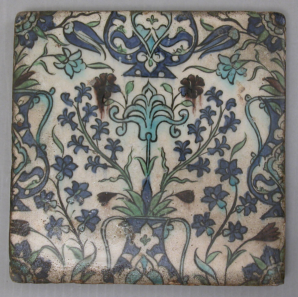 Tile Panel, Stonepaste; polychrome painted under transparent glaze