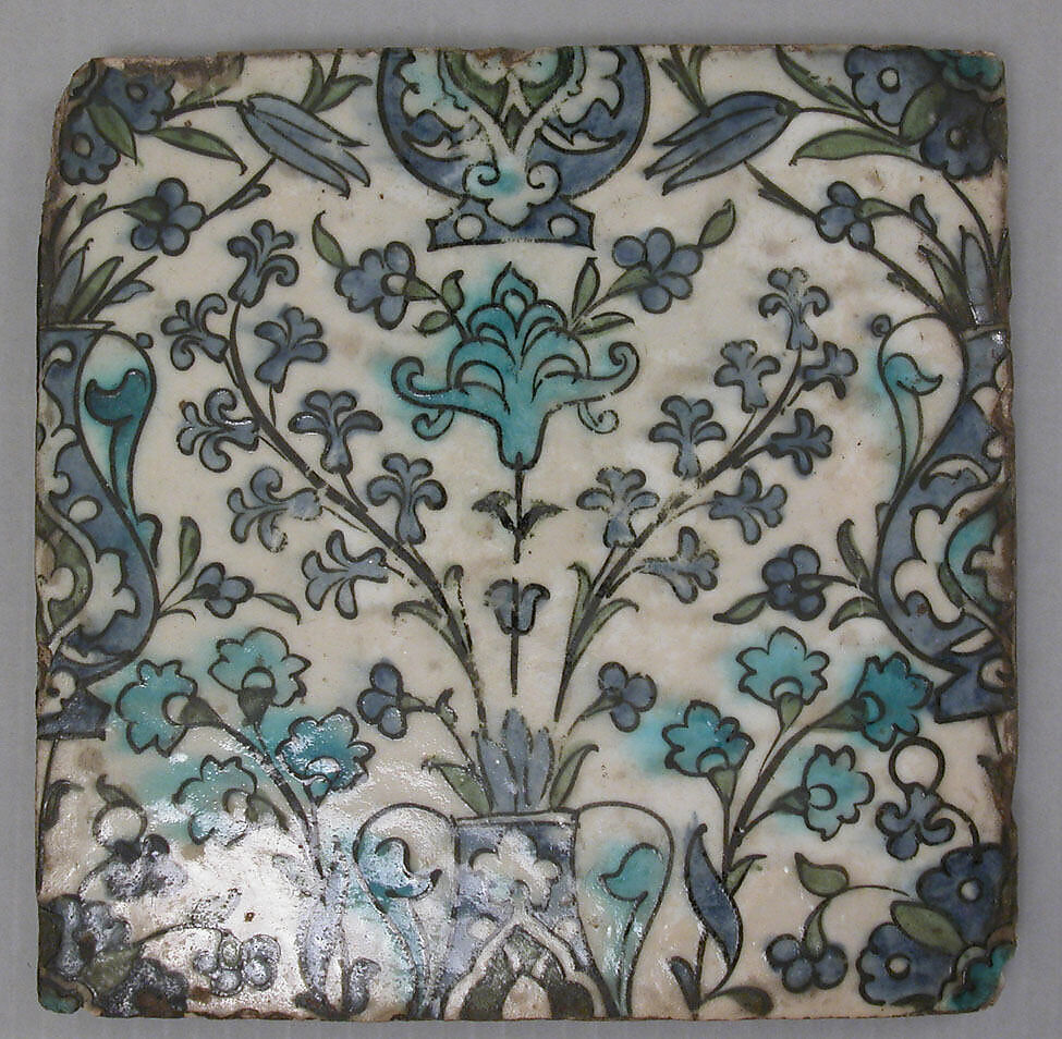 Tile Panel, Stonepaste; polychrome painted under transparent glaze