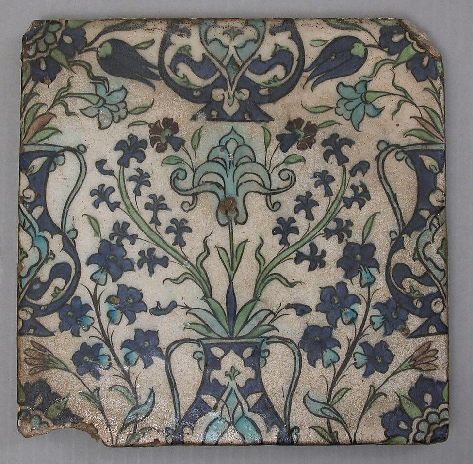 Tile Panel, Stonepaste; polychrome painted under transparent glaze
