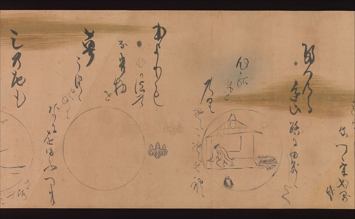 Ten Oxherding Songs, Karasumaru Mitsuhiro (Japanese, 1579–1638), Handscroll; ink on dyed paper with stenciled decoration in gold and silver, Japan