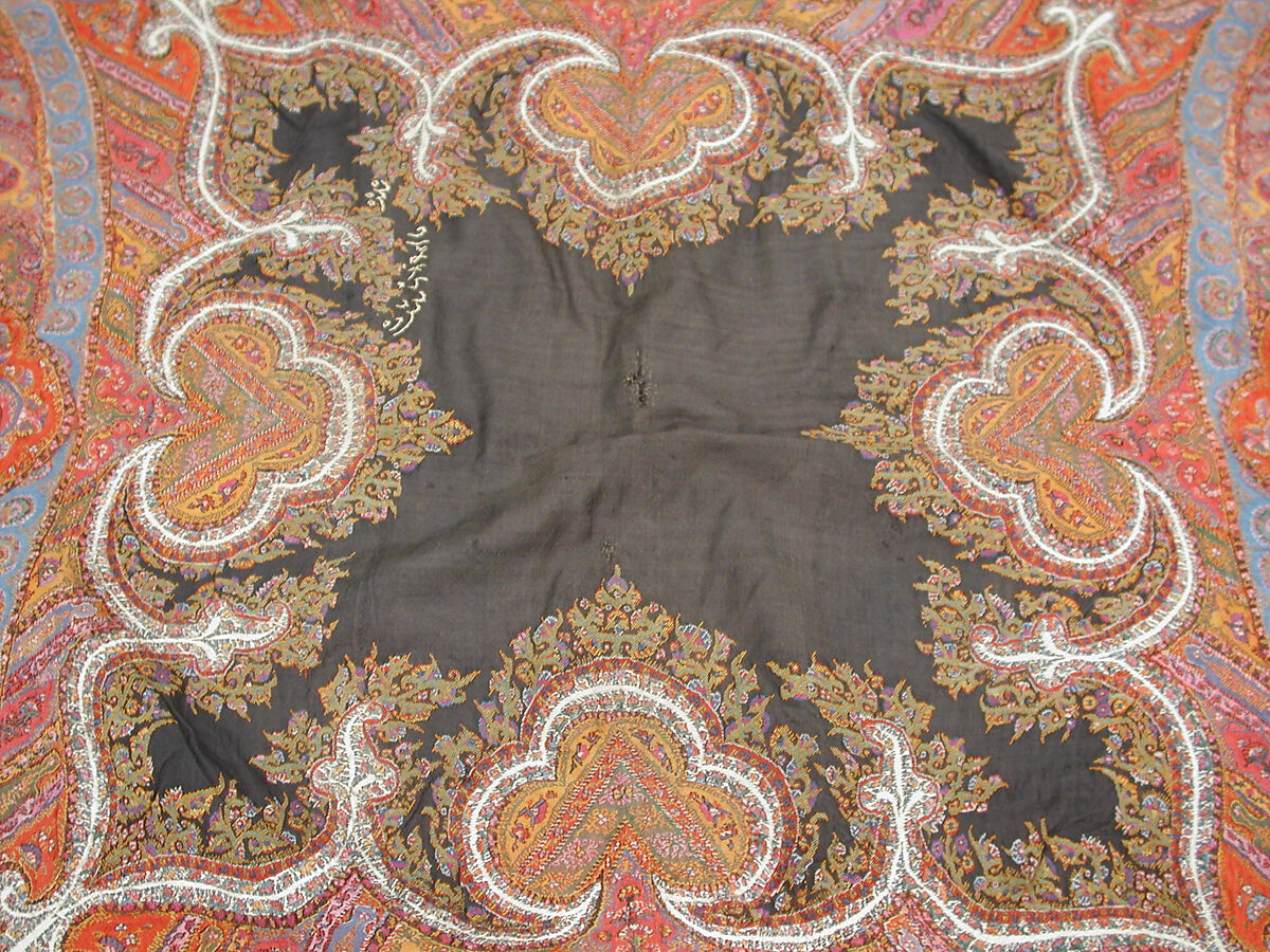 Shawl, Wool; woven, embroidered