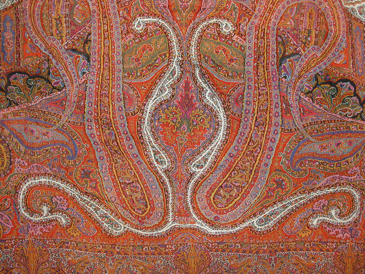 Shawl, Wool; woven, embroidered