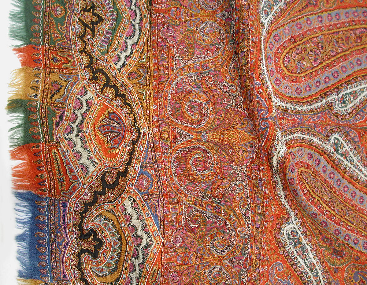 Shawl, Wool; woven, embroidered