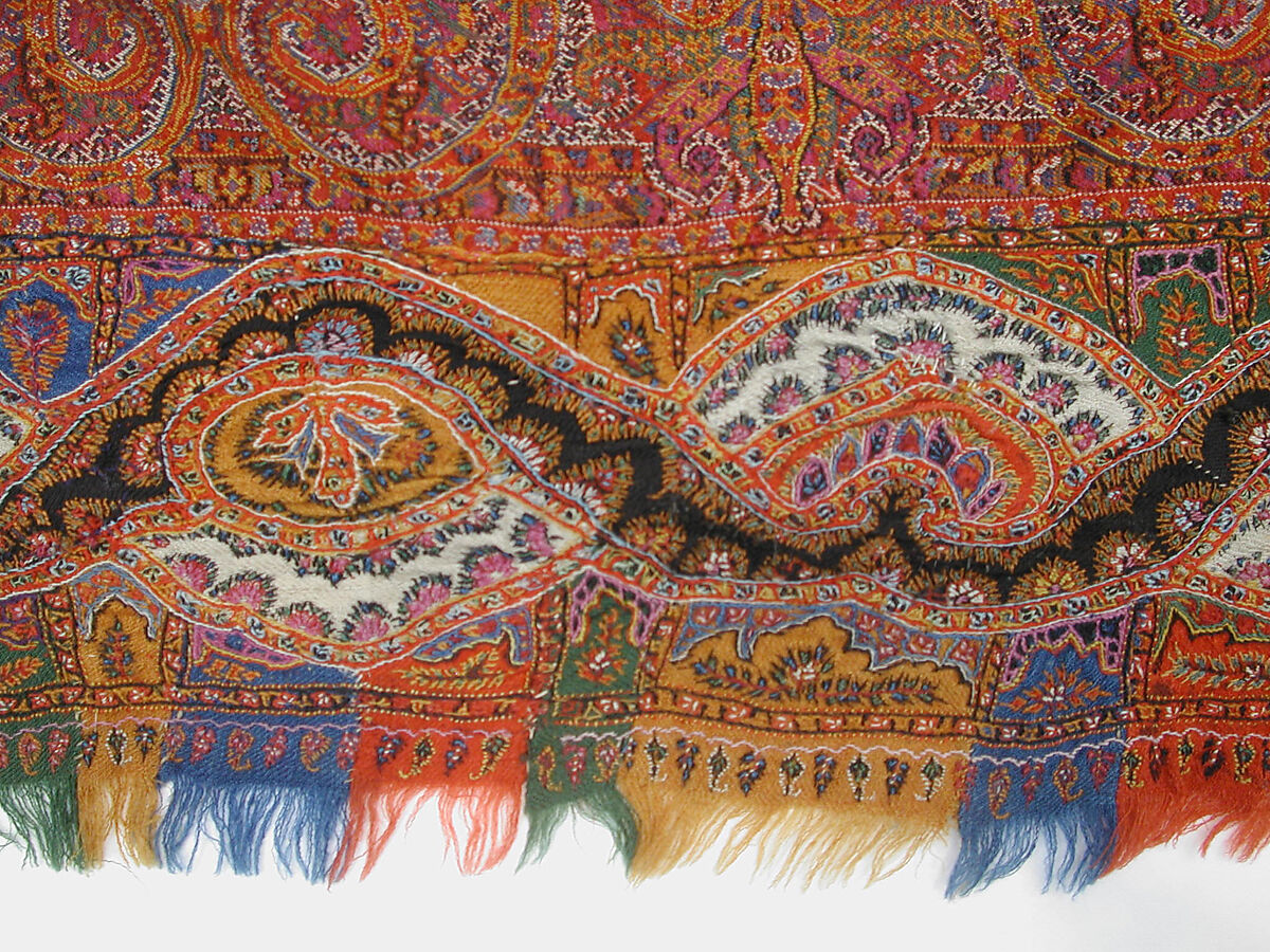 Shawl, Wool; woven, embroidered