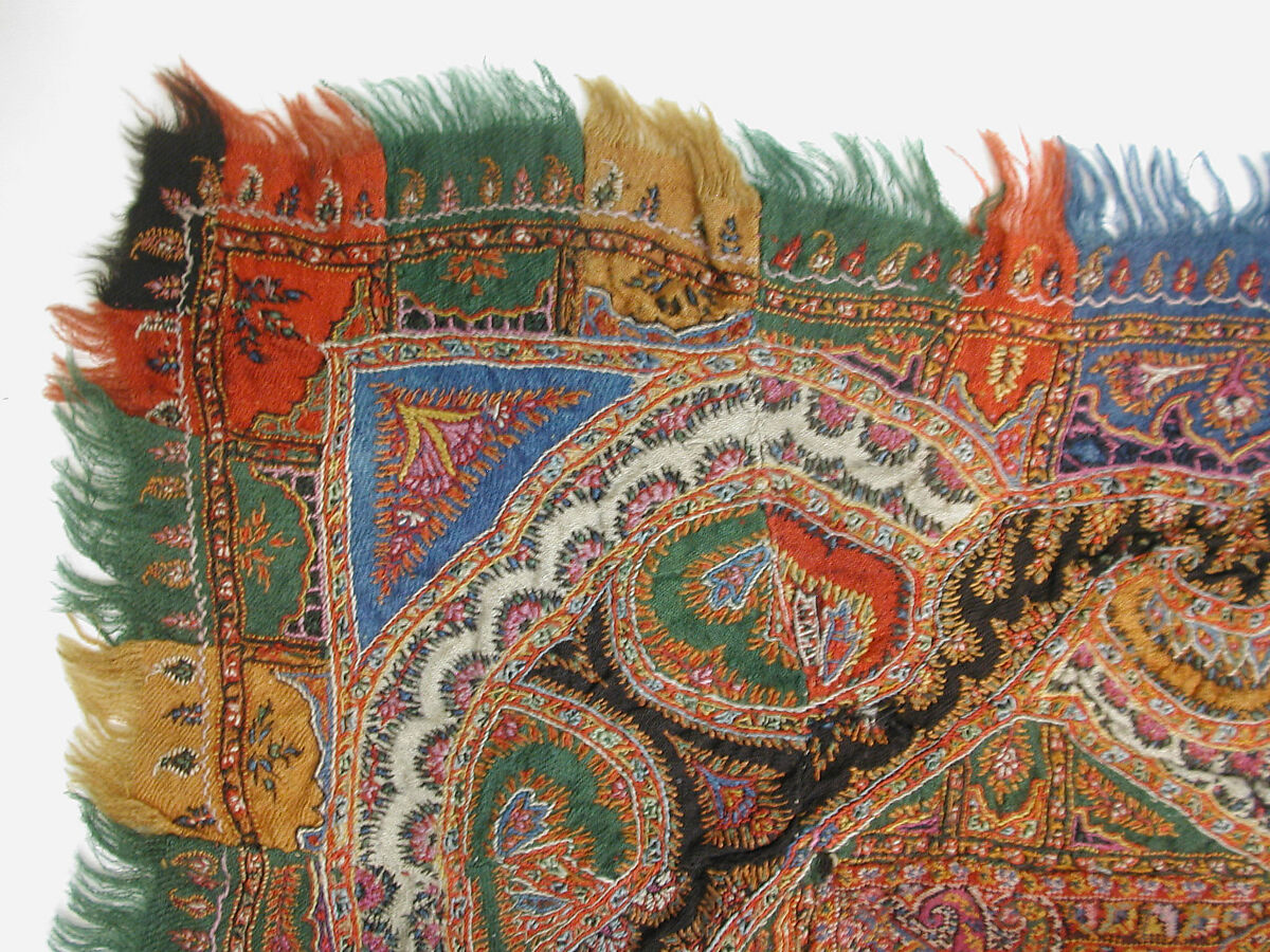 Shawl, Wool; woven, embroidered