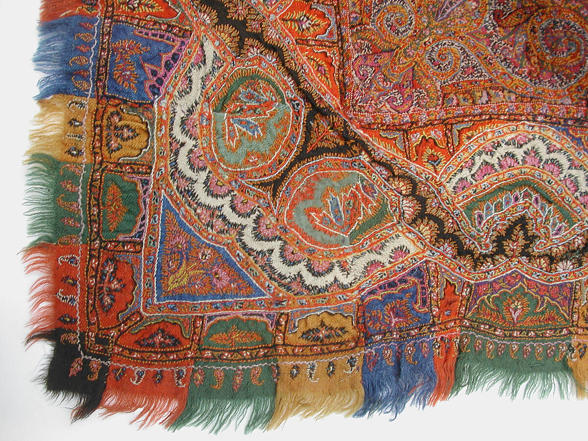 Shawl, Wool; woven, embroidered