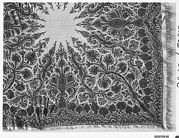 Shawl, Wool; embroidered