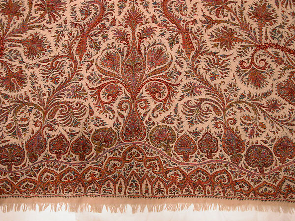 Shawl, Wool; embroidered