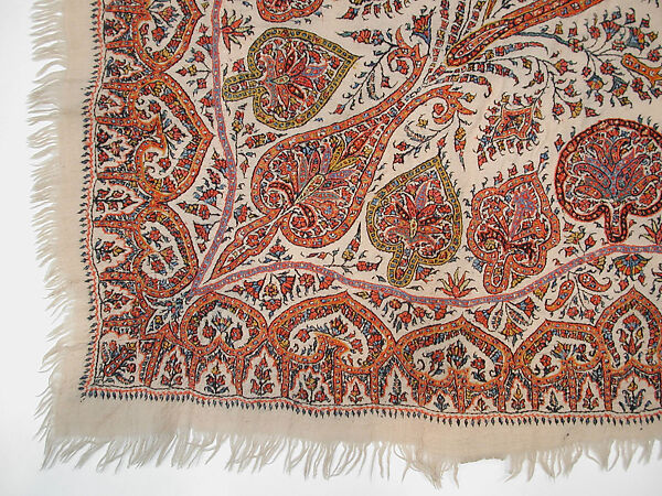 Shawl, Wool; embroidered