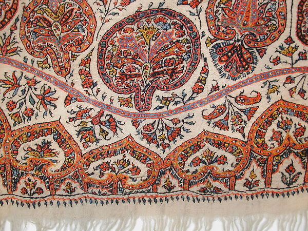 Shawl, Wool; embroidered