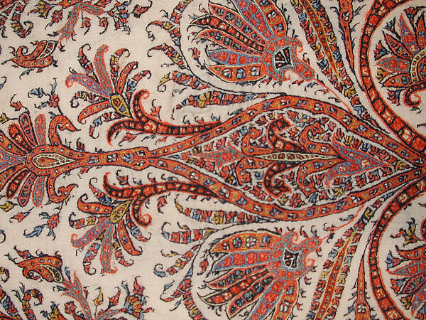 Shawl, Wool; embroidered