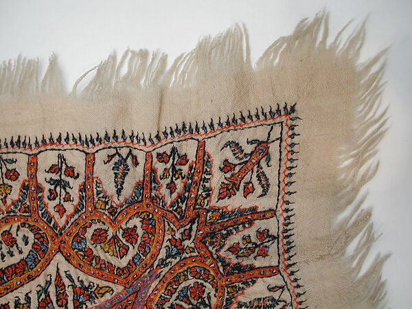 Shawl, Wool; embroidered