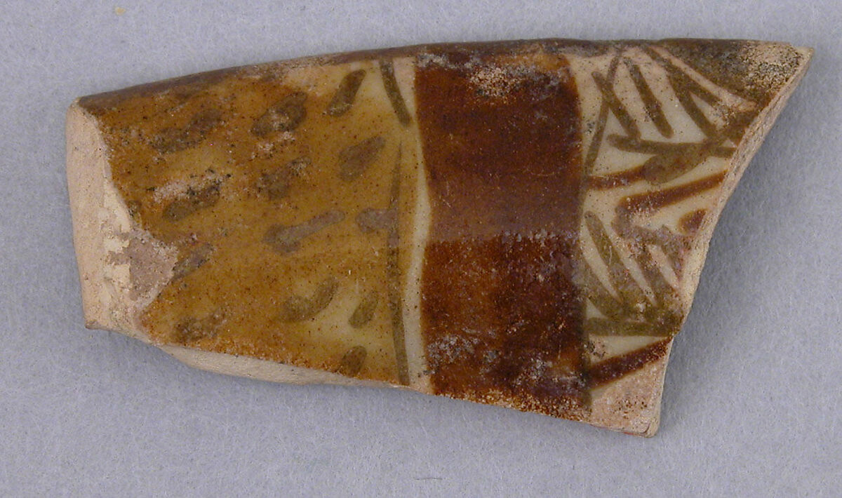 Fragments of Luster Ceramics in One or Two Colors, Earthenware; luster-painted
