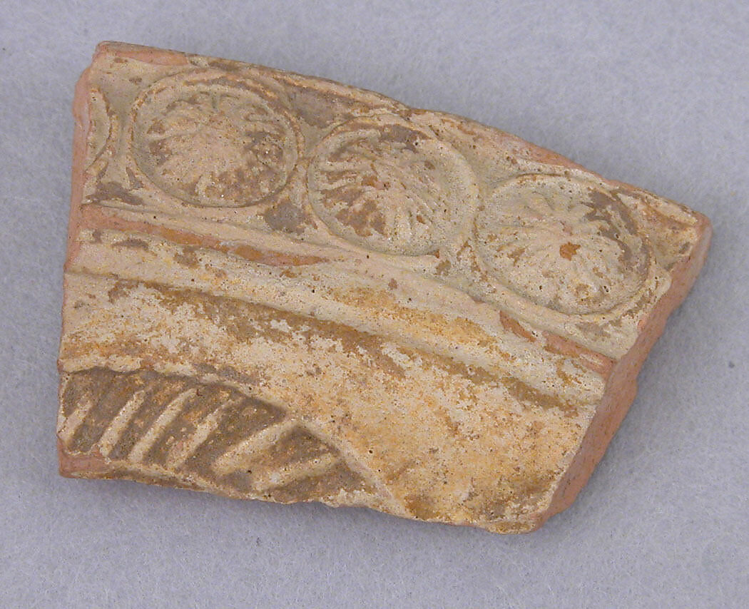 Fragments of Molded Glazed Ceramics, Earthenware; molded and glazed 