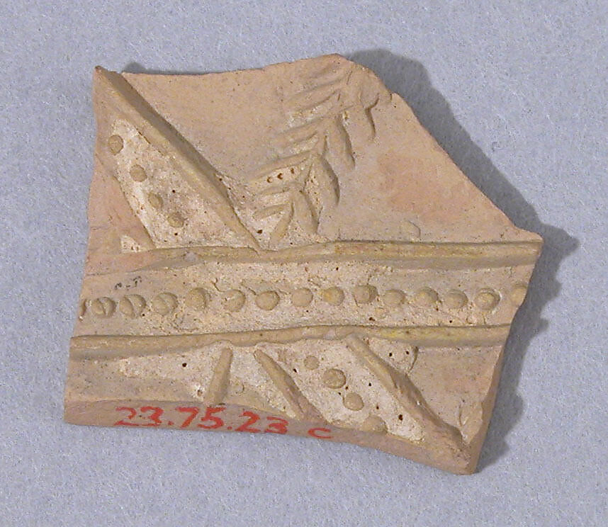 Fragments of Molded Glazed Ceramics, Earthenware; molded and glazed