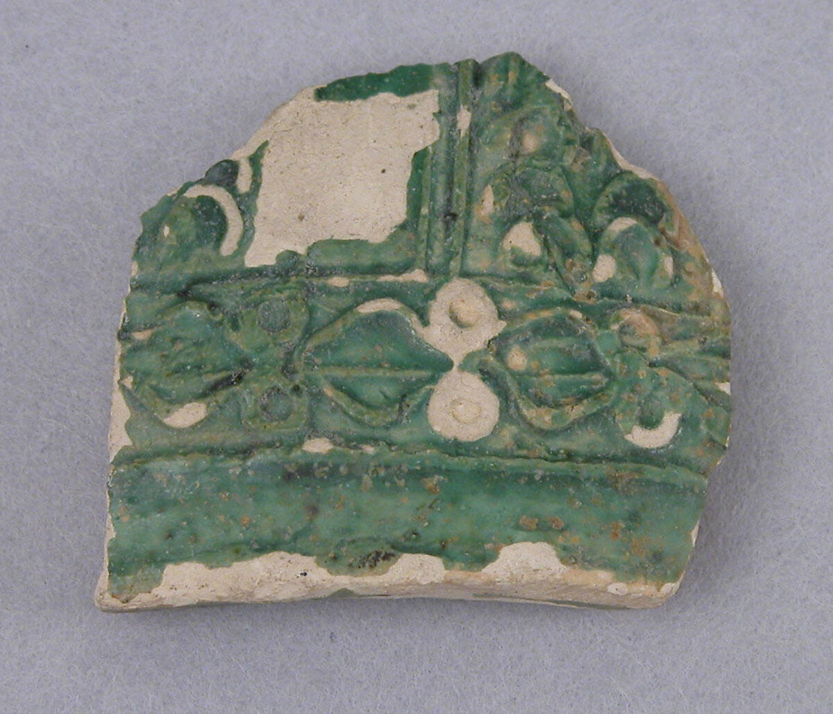 Fragments of Molded Glazed Ceramics, Earthenware; molded and glazed 