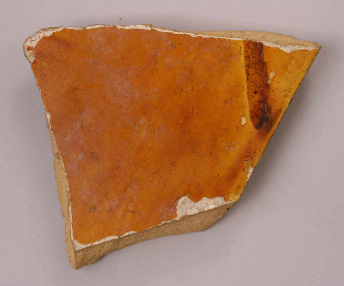 Fragment of Sgraffito Ceramics, Earthenware; slipped, incised, glazed 