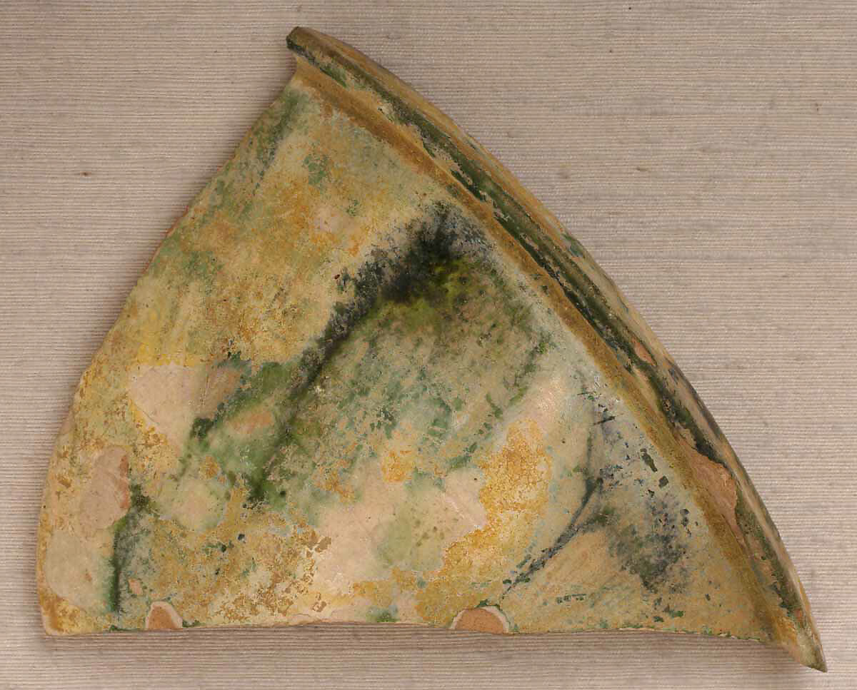 Fragments of Splashed Ceramic, Earthenware; painted on opaque white glaze (some fragments only)
